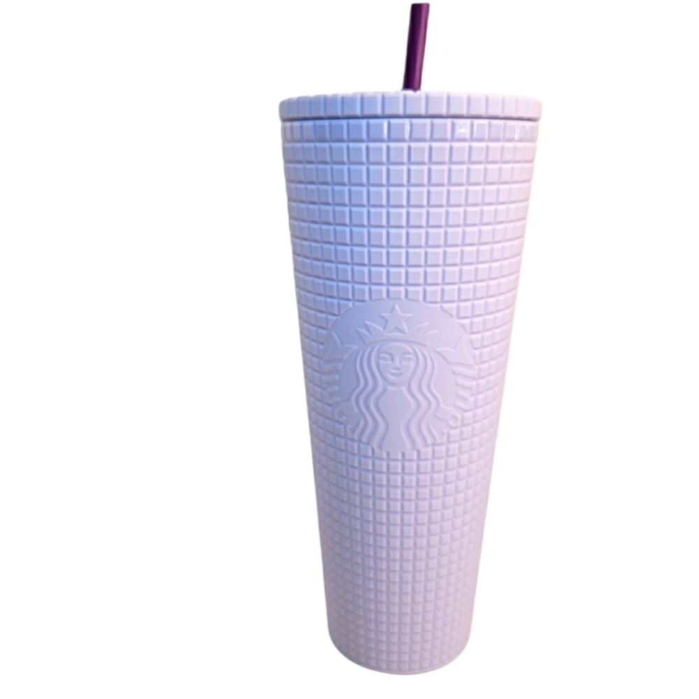 Starbucks Matte Lilac Grid Tumbler Cup 24 oz NEW Venti Lavender 2021 Valentines